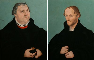 Portret van Martin Luther & Portret van Philippe Melanchthon door Lucas Cranach the Younger  